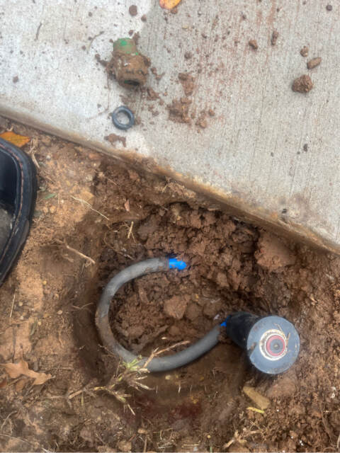 repair of broken sprinkler head with poly pipe