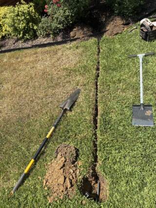 sprinkler line trench