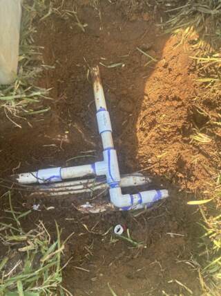 broken lawn sprinkler pipe repair