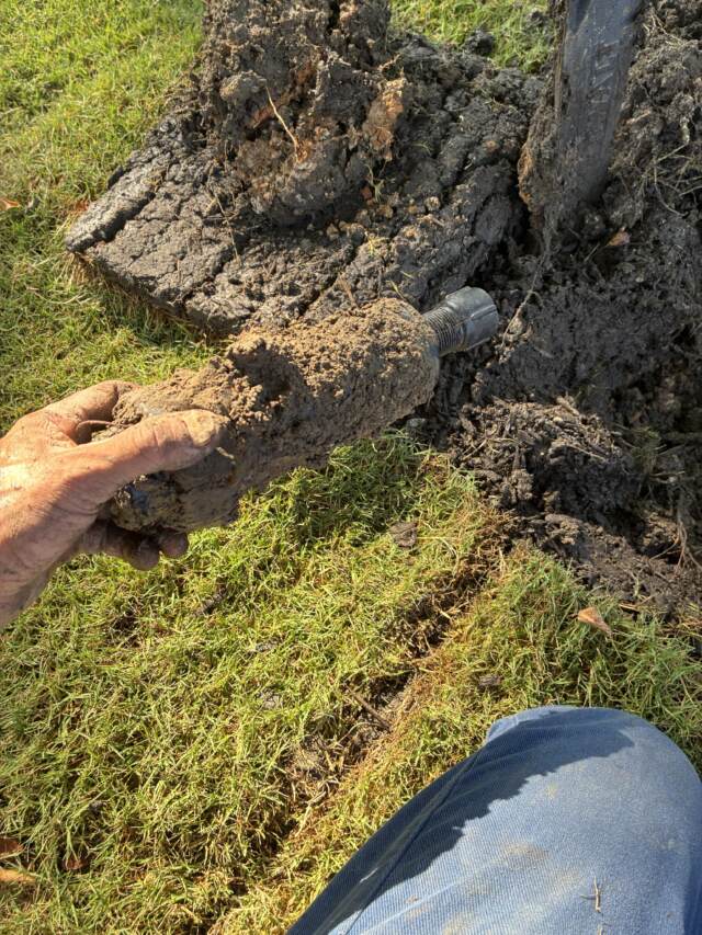 broken sprinkler head repaired