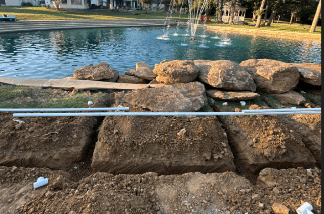 New sprinkler pipe for water feature