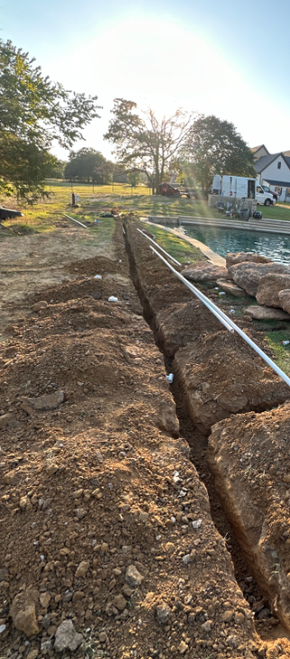 sprinkler line trench